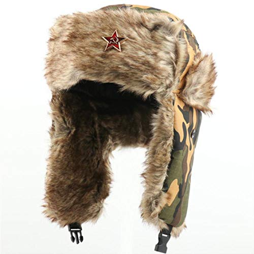 Chapka soviétique unisexe avec badge et protège-oreilles pour l'hiver