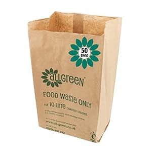 10 Litre Paper Compostable Caddy Bin Liners with 50 Bags, Brown