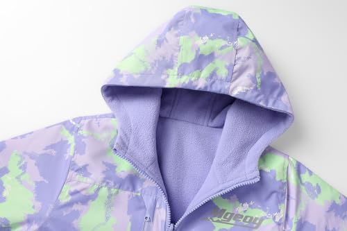 Image of MGEOY Boys Girls Reversible Jacket Lightweight Waterproof Fleece Lined Raincoat for Kids(4-12), 8-9 Years, Purple(lining:fleece)