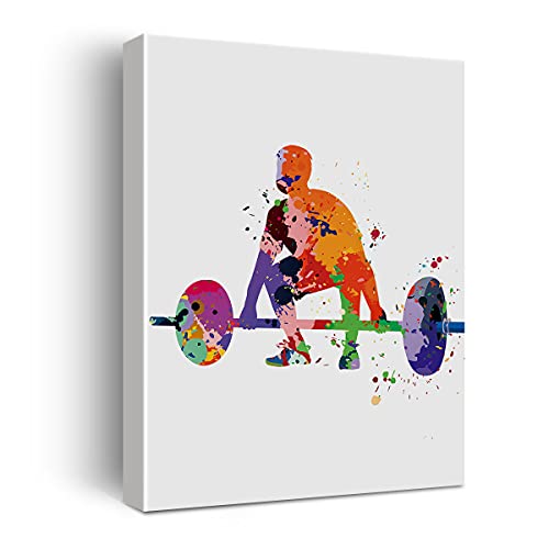Hijie Weightlifting Watercolor Canvas Wall Art 12x15