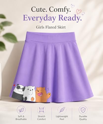 Image of KYDA KIDS Girls 100% Pure Cotton Skater Skirt with Attached Inner Shorts | Ideal for Summer Sports, Play & Casual Wear | Comfortable Fit for Girls Aged 2-16 Years