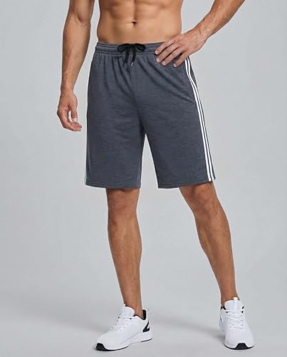 Image of Real Essentials Men's 5 Pack: 9 inch Dry-Fit Shorts - Athletic Gym, Workout, Basketball, Running, Casual Lounge Active Pockets