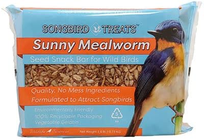 Bulk Pack of 16 Sunny Mealworm Seed Cakes, 1.6 lbs Each – High-Energy Mealworm & Sunflower Seed Cakes for Insect-Loving Birds, Fits Large Seed Cake & Platform Feeders