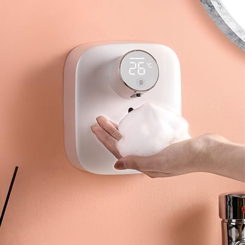 Image of Automatic Soap Dispenser Touchless,Soap Dispenser for Kitchen Sink,Foaming Soap Dispensers-Rechargeable, Adjustable Foam Volume with Digital Display & Temperature Monitoring (White)