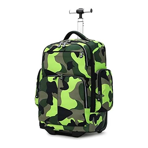 BOUACOUA Mochila Escolar con Ruedas, Gran Capacidad, Camuflaje Verde Cover