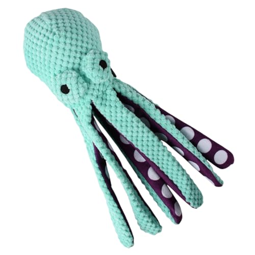 Daleweo Juguete De Pulpo para Perros, Juguete De Peluche con Sonido Chirriante, Juguete Interactivo Duradero para Masticar, Apto para Cachorros Y Perros PequeñOs Y Medianos (Azul)