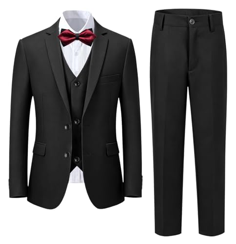 Image of Boys' Formal Suit 5 Piece Slim Fit Suits for Boy Kids Tuxedo Toddler Wedding Ring Bearer Outfit Teen Communion Dress