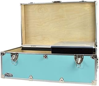 C&N Footlockers Summer Camp Trunk with Organizer Tray - Happy Camper Storage Chest - Available in 20 Colors - 32 x 18 x 13.5 Inches (Mint)
