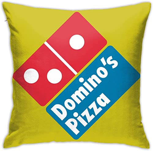 Domino’s Pizza Print Design Cotton Linen Decorative Throw Pillow Case Pillow Cover Home Decor for Sofa Car Bedroom Fundas para Almohada 22x22Inch(55cmx55cm)