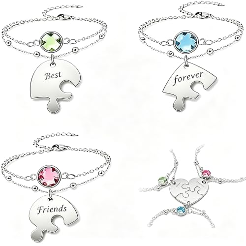 Image of louuuou 3 Pack Bff Necklace for 3 Girls Friendship Bracelets Friendship Necklace for 3, Matching Bracelets Bff Gifts, Heart Shape, A Gift for Women Sisters and Friends