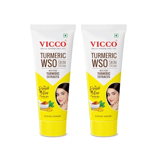 Image of Vicco Turmeric WSO Cream | Ayurvedic skin repair cream | Daily skincare for glowing skin I Fights Pimple & Acne | 15gm | Pack of 2