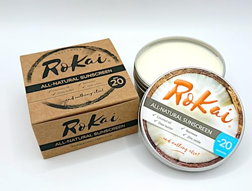 RoKai Natural Mineral Sunscreen SPF20-4 Organic Ingredients with Zinc Oxide, Unscented. Non-Nano, Chemical-Free UV Protection