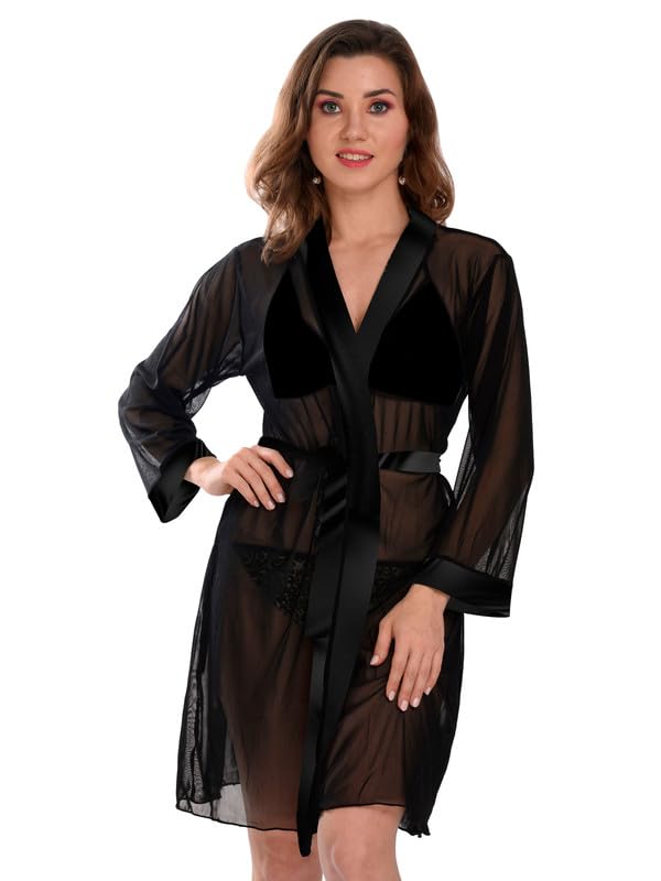 Image of Women Satin Lace Solid Print Babydoll Lingerie Honeymoon Nighty.