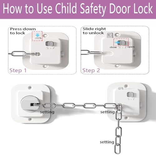 Image of Child Proof Door Lock, Adjustable Latch, 1 Pack | Cat Door Latch, 3M Adhesive, For Baby, Dementia & Pets, No Tools Needed