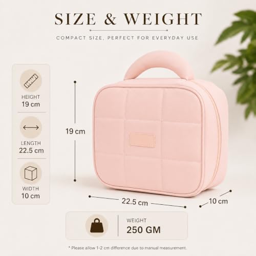Image of WEMOL Travel Fashion Cosmetic Organizer Bag, Quilted - Blush Pink