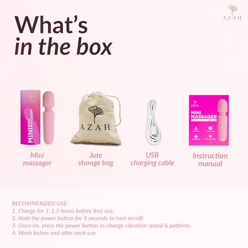 Image of Azah Mini Personal Massager For Women | 10 Vibration Modes, USB Rechargeable, Waterproof, Travel Friendly, 3 Months Warranty | Handheld Electric Body Massager | Full Body Massager For Pain Relief | Pink