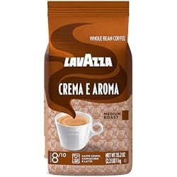 Lavazza Crema E Aroma Whole Bean Coffee Blend, 2.2-Pound Bag , Balanced medium roast with an intense, earthy flavor and long lasting crema, Non-GMO