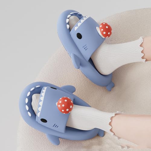 Generic Shark Slides Mushroom, Cute Cartoon 3D Cloud Shark House Slippers Shoes Sandals For Women Men2