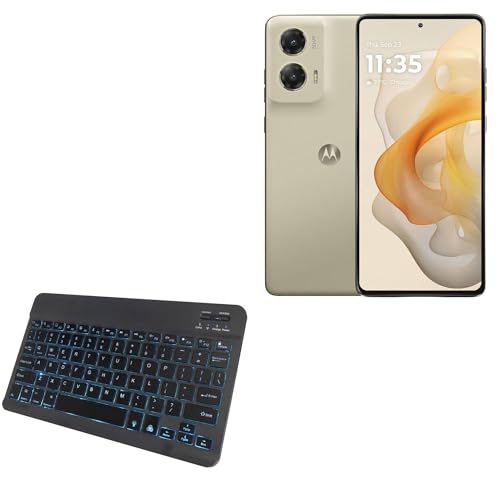 BoxWave Keyboard Compatible with Motorola Moto G Stylus 5G (2024) - SlimKeys Bluetooth Keyboard - with Backlight, Portable Slim LED 7 Colors - Jet Black