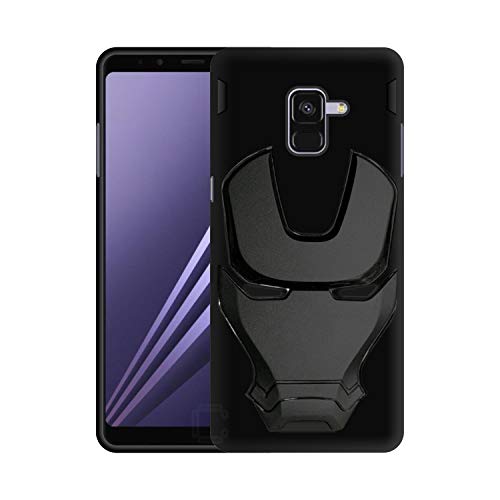 Image of COVERLY Official 3D Touch Feel Trending Real Hero Avenger Logo Mask Soft Rugged Grip Iron Man Super Power Cartoon Movie Silicone Matte Strong Back Cover for Samsung Galaxy On6 (2018) - Black