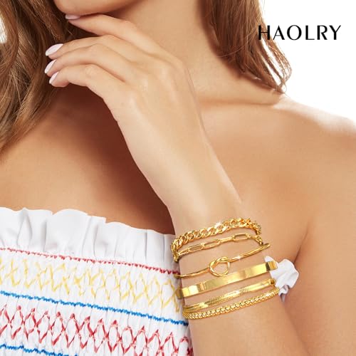 Pack 6 Pcs Gold Plated Bracelets for Women Layered Bangle Cuff Stack Set Adjustable Non Tarnish Waterproof Everyday Stacking Jewelry Set Gifts3