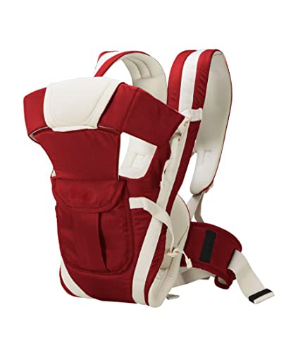 Image of Elementary Elegant Baby Carrier with 4 Carry Positions, Baby Carrier for 4 to 24 Months Baby, Adjustable New-Born to Toddler Carrier with Cushioned Leg Support, Max Weight Upto 15 kgs (Red)