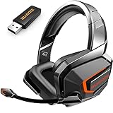 Wireless Gaming Headset for PS4/PS5/PC, 2.4GHz Ultra-Low Latency, Hi-Fi Lossless Sound Quality Gaming Headsets, Wireless Gaming Headphones with Noise Cancelling Microphone