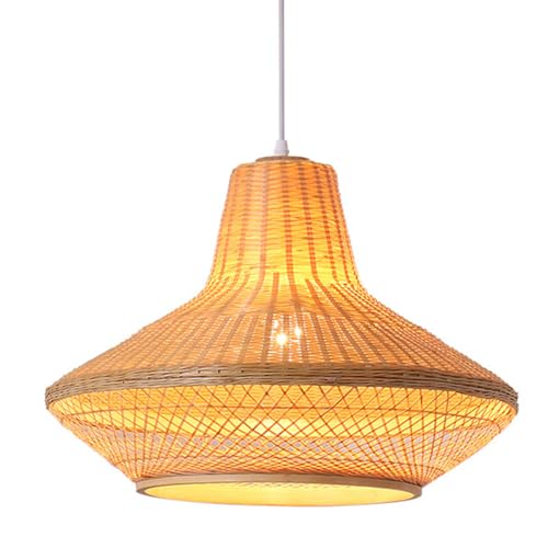 Lustre suspendu avec douille E27 et abat-jour en panier osier moderne de 50 cm de diamètre