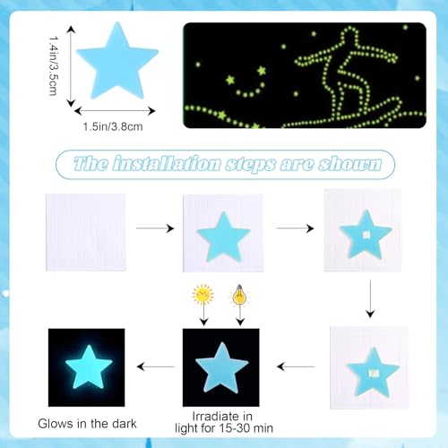 Estrellas adhesivas brillan en la oscuridad 100 piezas miniatura 3