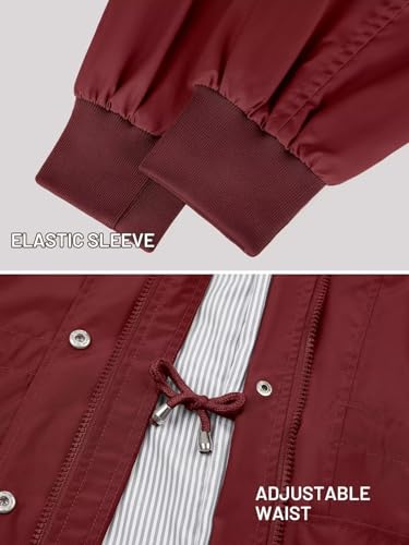 PITINAN Long Rain Coats for Women Waterproof Womens Rain Jacket Lightweight Travel Jacket Raincoats For Adults Women Wine Red M — view 5