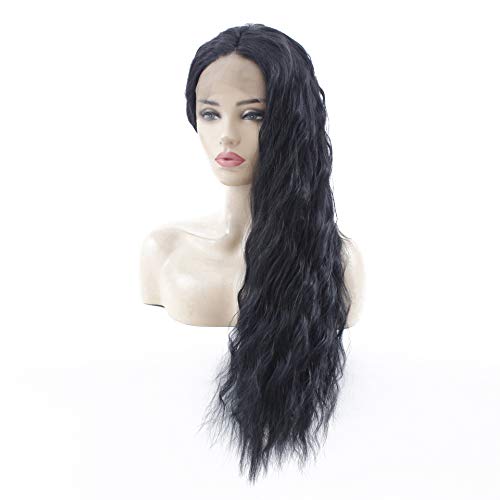 Perruque synthétique bouclée noir naturel avec cheveux de bébé - 3