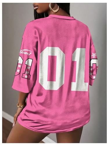 Image of RoseSeek Women's Jersey Shirts Number Graphic V Neck Football T Shirts Tops