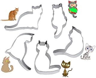 5-Piece Cookie Cutter Set,Cute Cat Shaped Molds,Stainless Steel Cake Biscuit Molds Set DIY Mold Kitchen Baking Tool,Baking Fondant Biscuits Cake Decorations