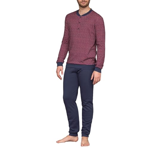 Linclalor You 365 – Pijama de algodón de invierno con cuello de serafino – Disponible en dos colores hasta la talla 60-2315256, turquesa, 44