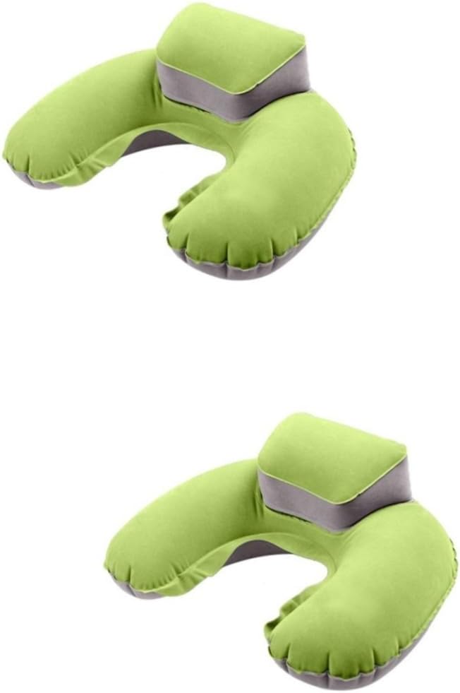 Alipis Set of 2 Inflatable Neck Pillows for Travel Camping Outdoor Pressure Adjustment Nozzle U Shape