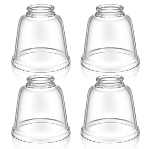 Image of Teenyyou 4 Pcs Clear Glass Globes for Ceiling Fan Lights Covers Glass Lamp Shade Replacement for E26 Chandelier Table Wall Sconce, 2-1 /8 inch Fitter, 4-5 /8 inch Diameter x 4-1 /2 inch Height