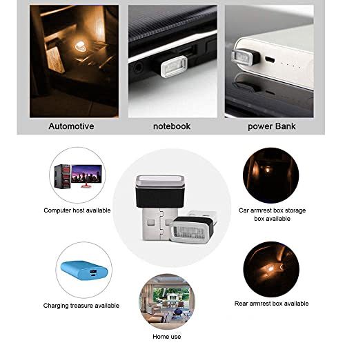 CTRICALVER Innenraumbeleuchtung Auto USB, 5 Pcs Auto Atmosphäre Licht, Umgebungsatmosphäre Lichter, Universal Mini LED USB-Leuchten (Gelb)