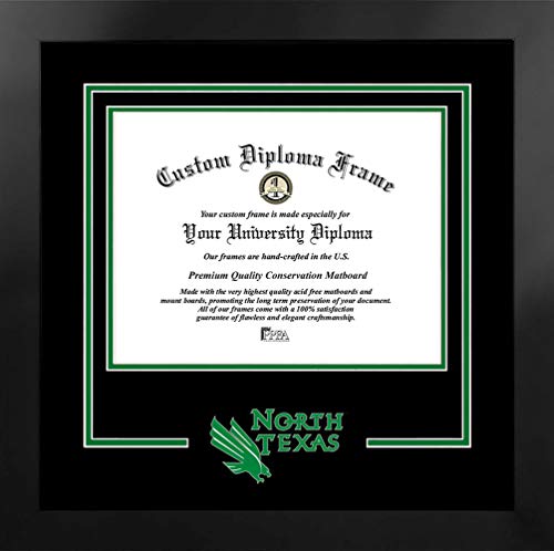 Campus Images TX952MBSD-1411 Ncaa North Texas Mean Green Unisex Spirit Diploma Manhattan Black Frame With Bonus Lithograph cover