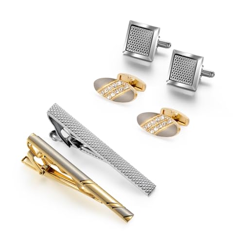 Image of Wynameleri Cufflinks and Tie Pins Tie Clips Set of 2 Accessories for Men