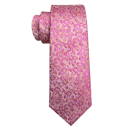 Image of Barry.Wang Men Tie Set Floral Paisley Silk Necktie Pocket Square Cufflinks Formal Wedding Party Business