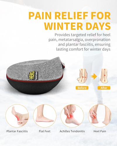 Image of WALKHERO Plantar Fasciitis Insoles - Arch Supports Wool Inserts, Lightweight Breathable Cushioning, Comfort Shock Absorption Inserts for Walking (Light Gray Mens 14)