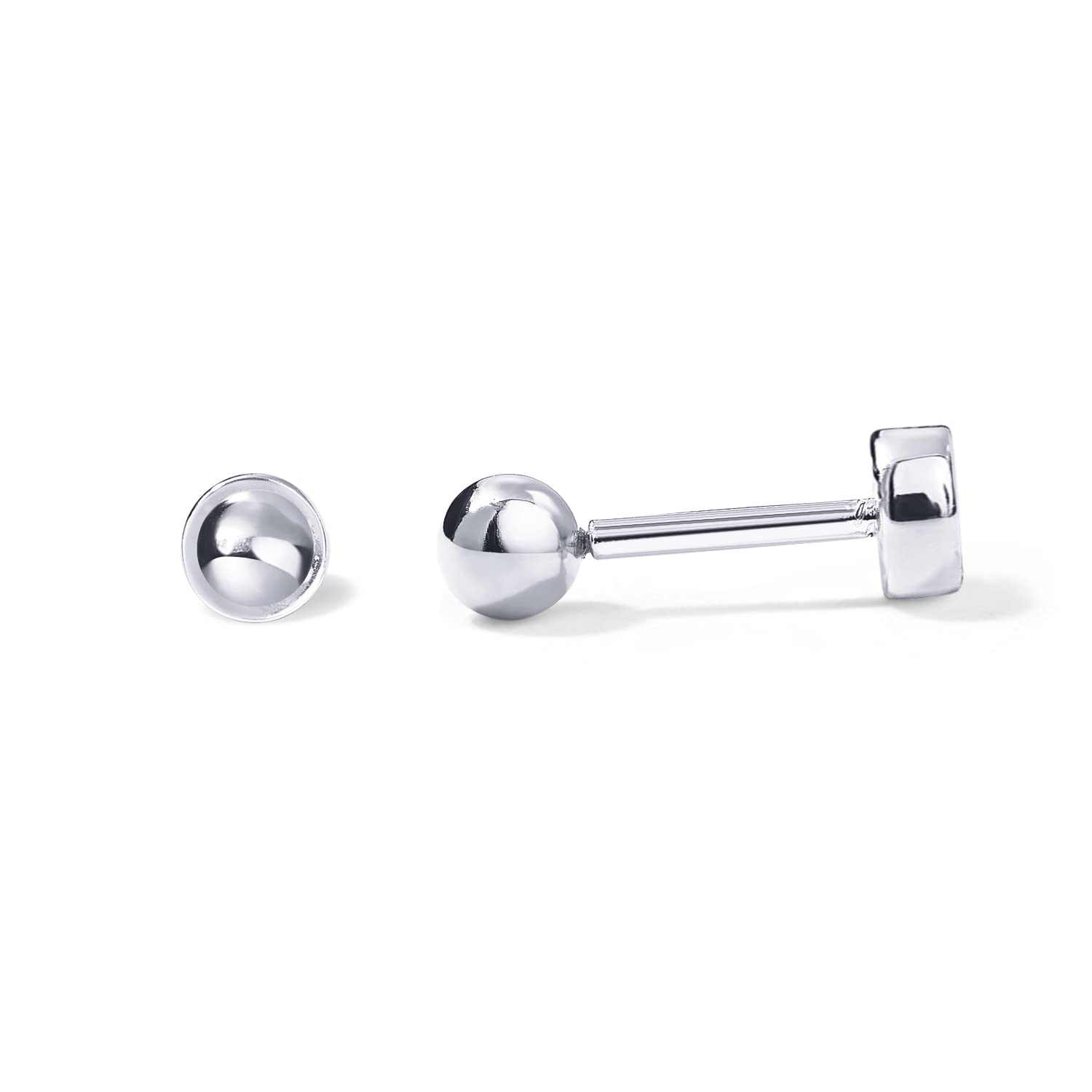 PAVOI 14K Gold Plated Ball Flatback Earrings for Women, Cartilage Stud