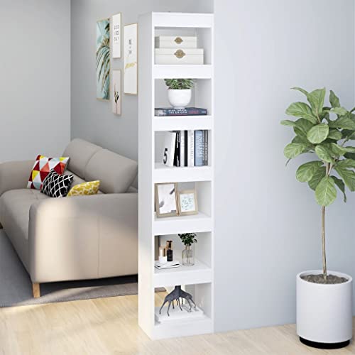 SooIarix Estantería para libros, color blanco, 40 x 30 x 198 cm, material de madera, estantería versátil para salón y oficina