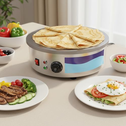 Appareil à crêpes électrique 45 cm 3000 W Gastro – Plaque à crêpes professionnelle en fonte & boulangerie pour gözleme, yufka et pancakes – Machine...