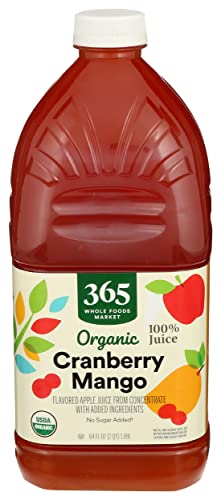 Image of 365 by Whole Foods Market, Organic 100% Juice Flavored Juice Blend from Concentrate, Cranberry Mango, 64 Fl Oz