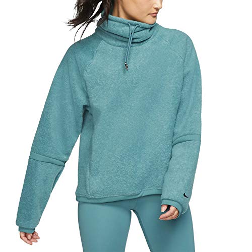 Nike Women's Thermal Fleece Cowl Neck Pullover (L, Mineral Teal)