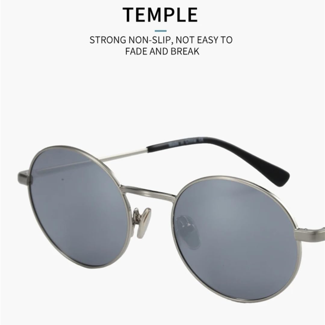 Gafas de sol redondas polarizadas para hombre con montura metálica y protección UV400.