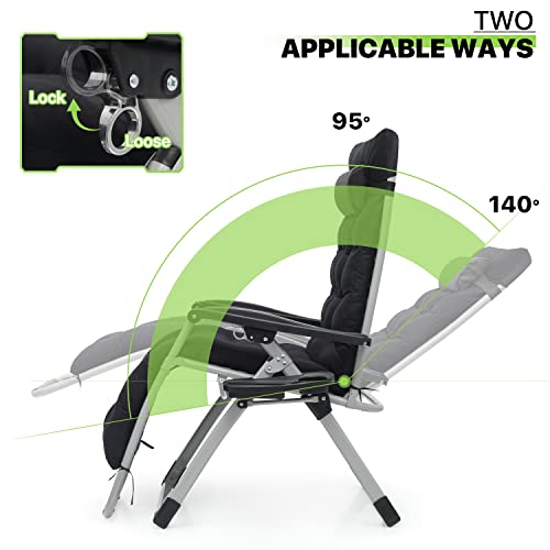 Magshion Zero Gravity Chairs, Folding Portable Chaise Lounge With Removable Cushion, Headrest, Foot Rest & Cup Holder, Folding Outdoor Patio Recliner For Outside Indoor Camping Beach Office, Black #TOP2