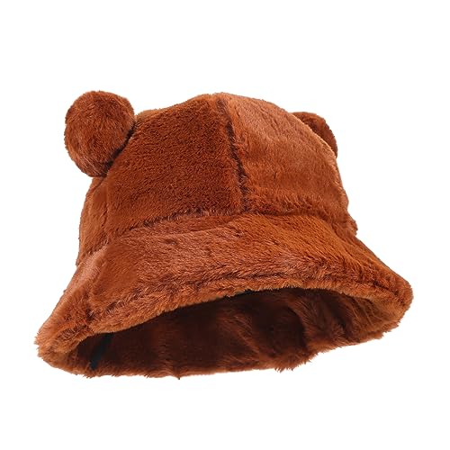 SAFIGLE Fashionable Little Bear Ear Plush Hat for Women and Girls Warm Cap for Outdoor Use Cute and Stylish Design for Daily Wear for Parties and Cold Weather Brown