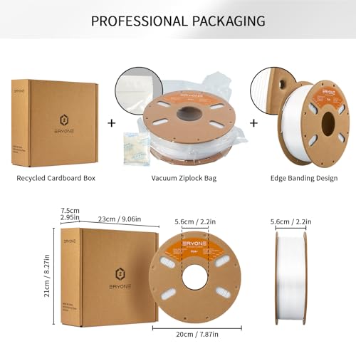 Image of ERYONE PLA Plus Filament 1.75mm + /-0.03mm, 3D Printer Filament PLA+,Tougher and Stronger, 1kg(2.2LBS) /Spool, White